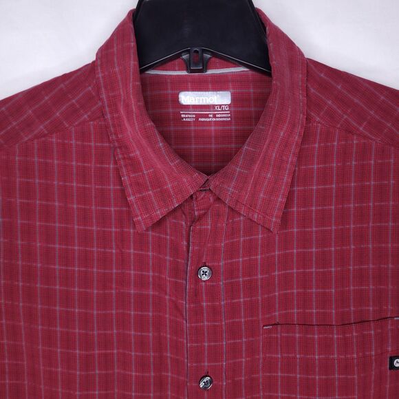 Marmot Shirt Mens XL Check Red Camp Casual - Picture 1 of 12